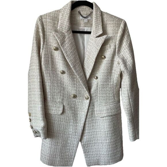 Belle & Bloom Princess Polina BEIGE Tweed Button Blazer Cream MSRP $219 Medium - Picture 6 of 10